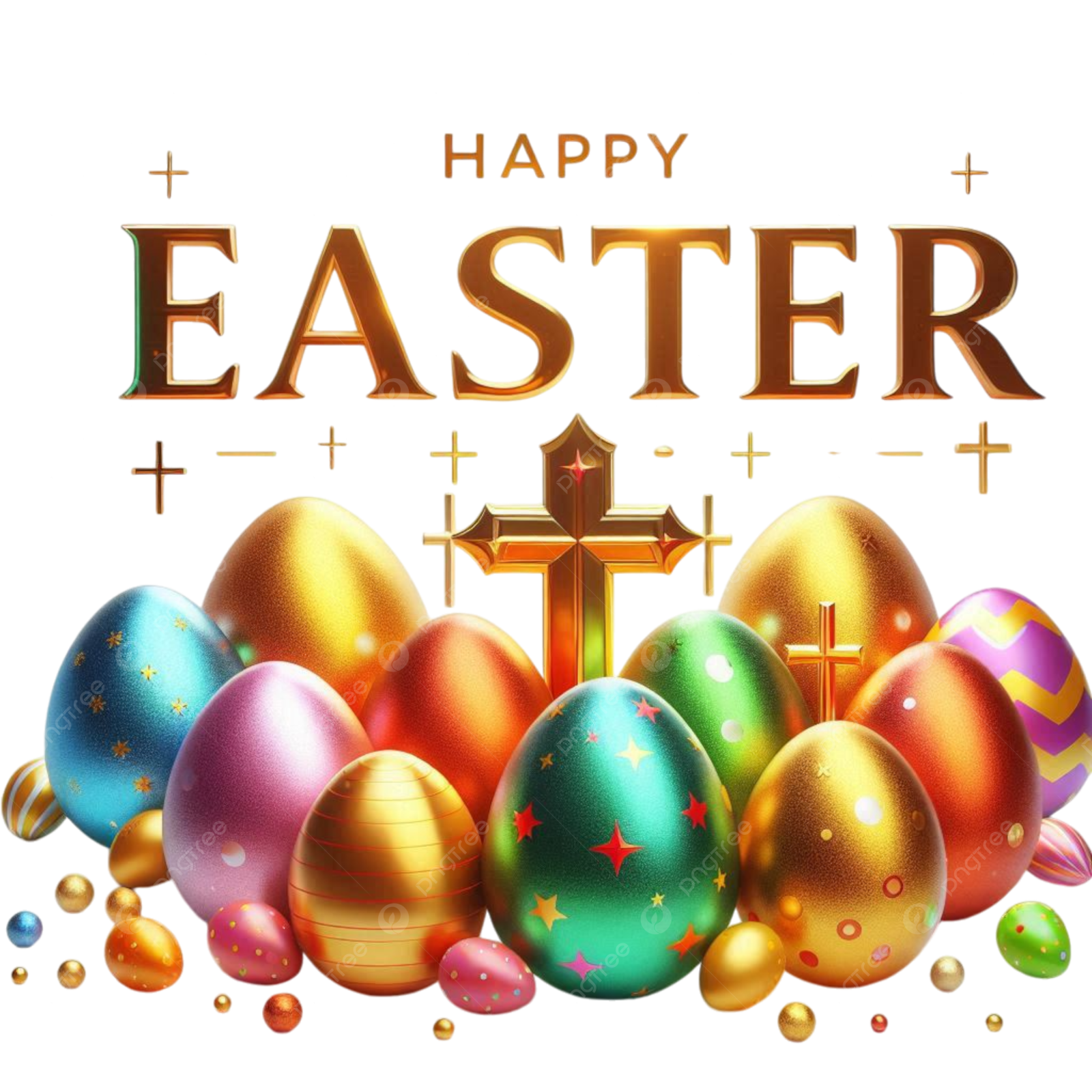 a group of colorful easter eggs with the words happy easter