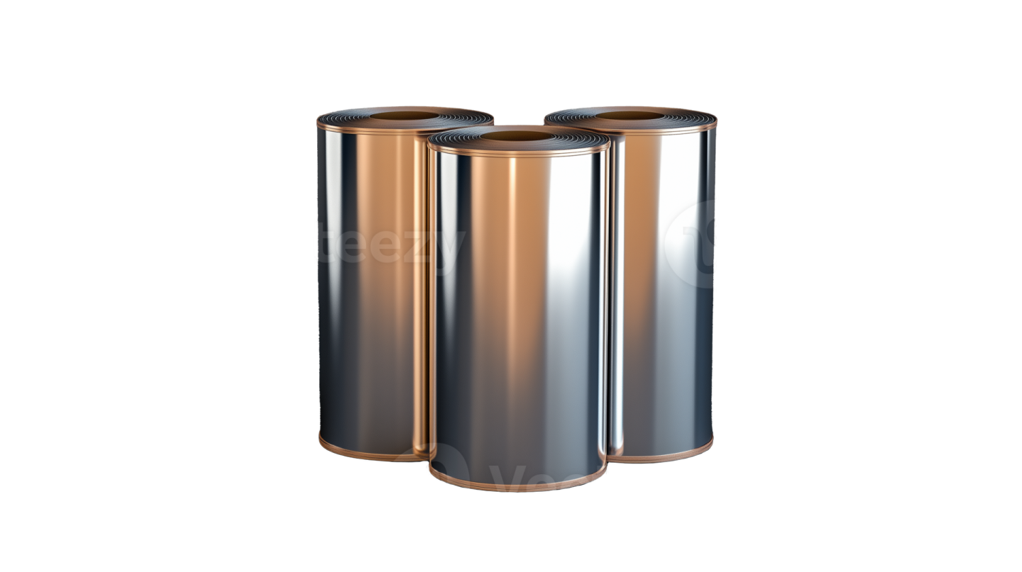 two rolls of copper foil on white background