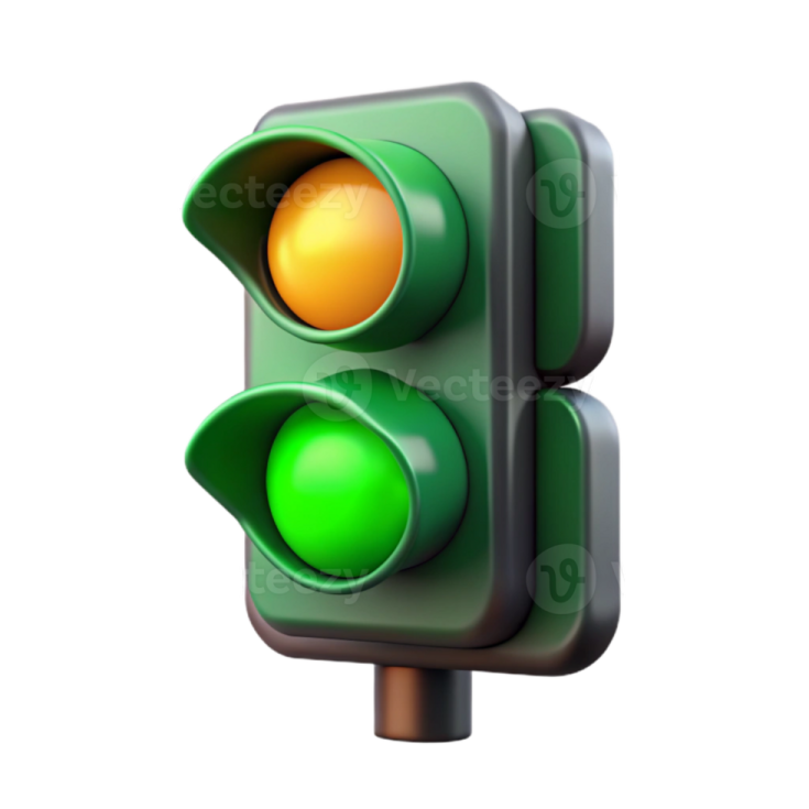 a green traffic light on a white background
