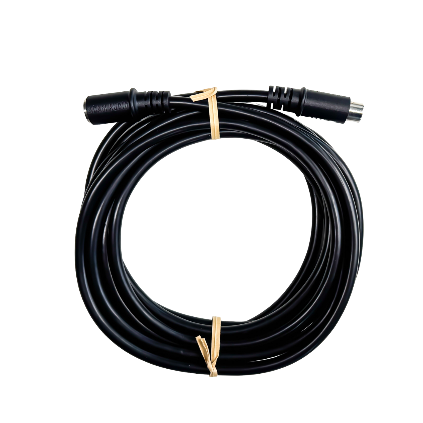 a black extension cable with gold connectors