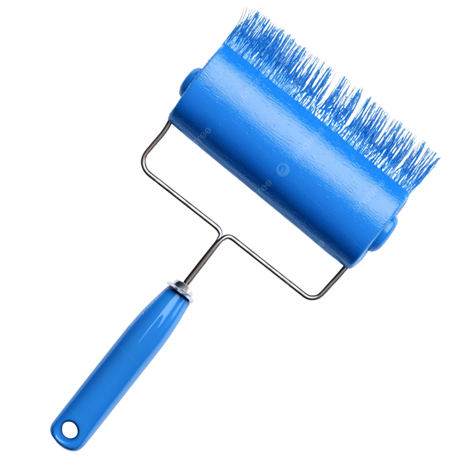 a blue paint brush on a white background