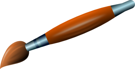 a paintbrush with an orange handle