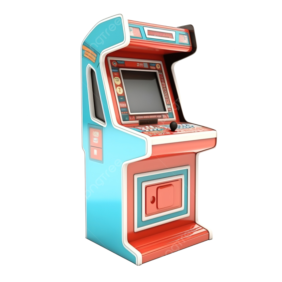 a blue and red arcade machine