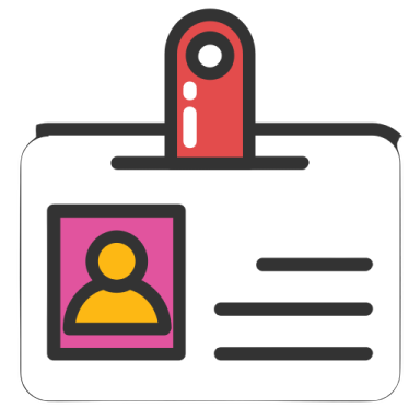 an id badge with a person on it