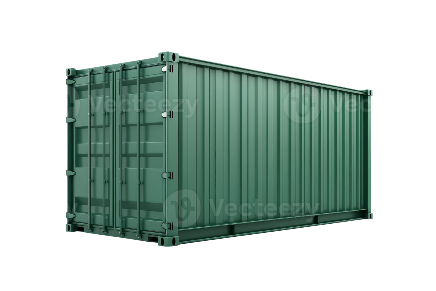 a green shipping container on a white background