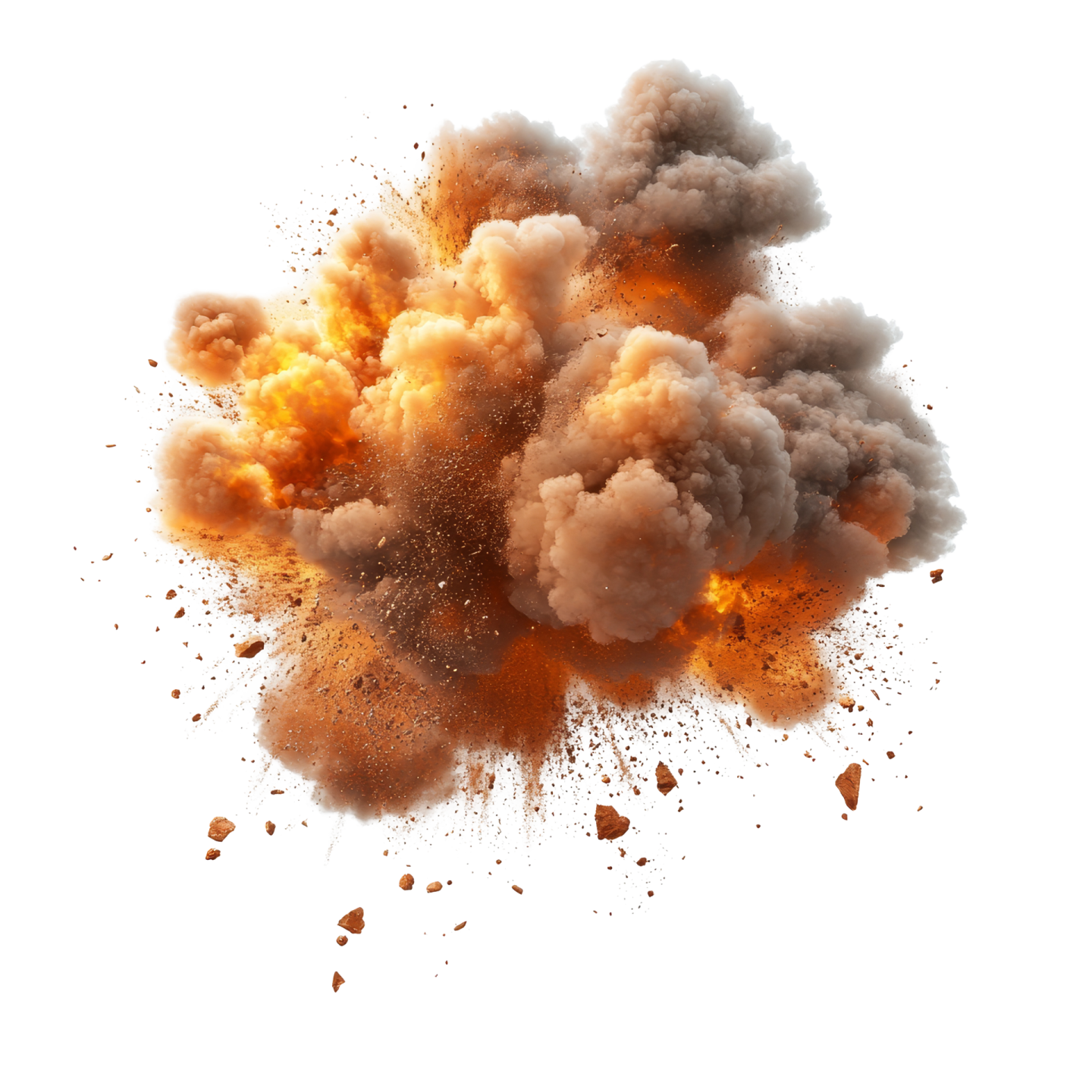 a large explosion of orange and brown smoke
