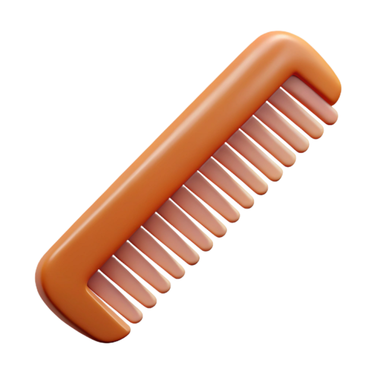 an orange plastic comb on a white background