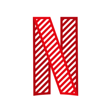 the letter n in red and white stripes