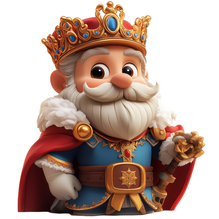 a cartoon character wearing a crown and holding a star