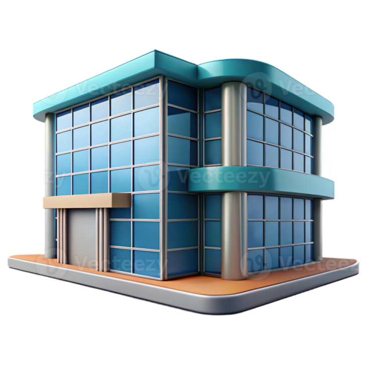 a modern office building with glass windows and doors
