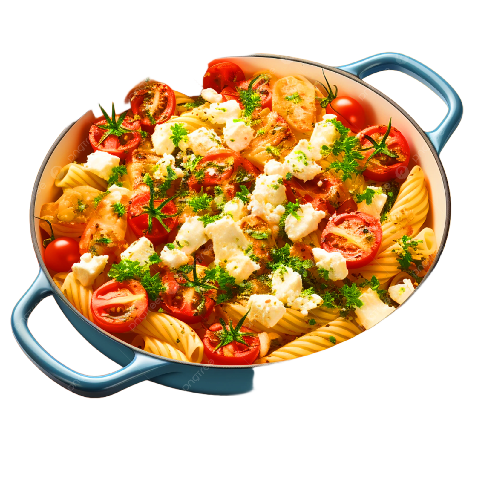 a pot filled with pasta and tomatoes