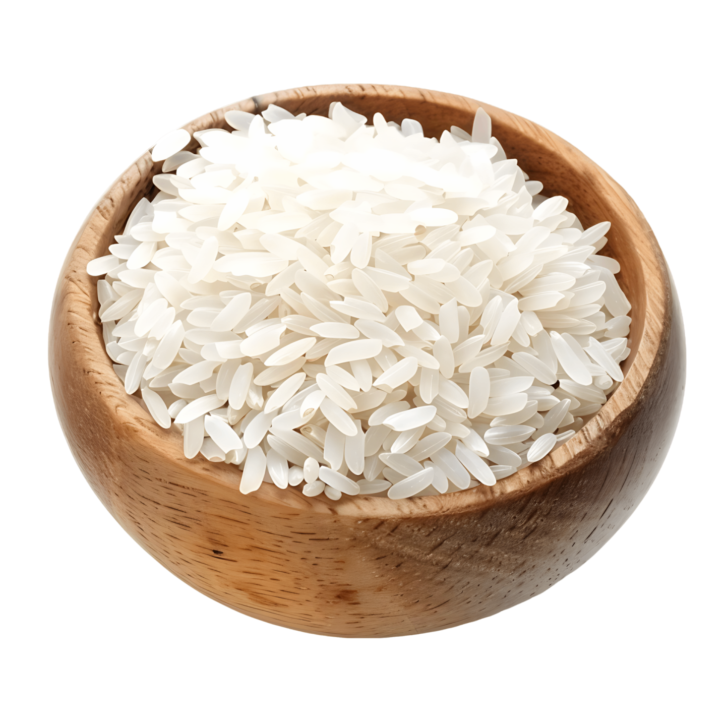 white rice in a wooden bowl