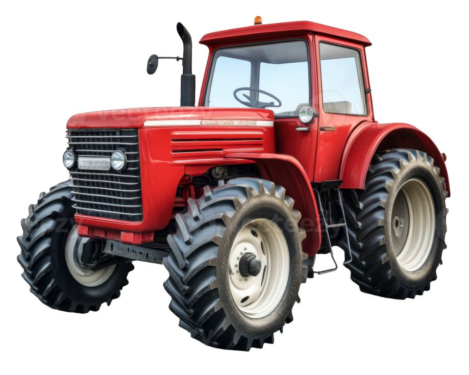 a red tractor on a white background