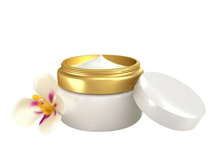 a jar of cream with a flower on it