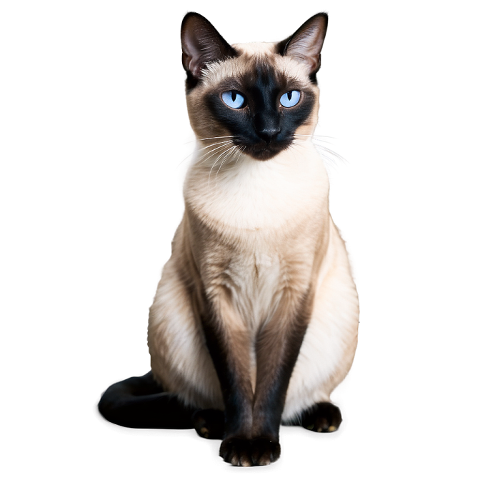 a cat with blue eyes sitting on a white surface