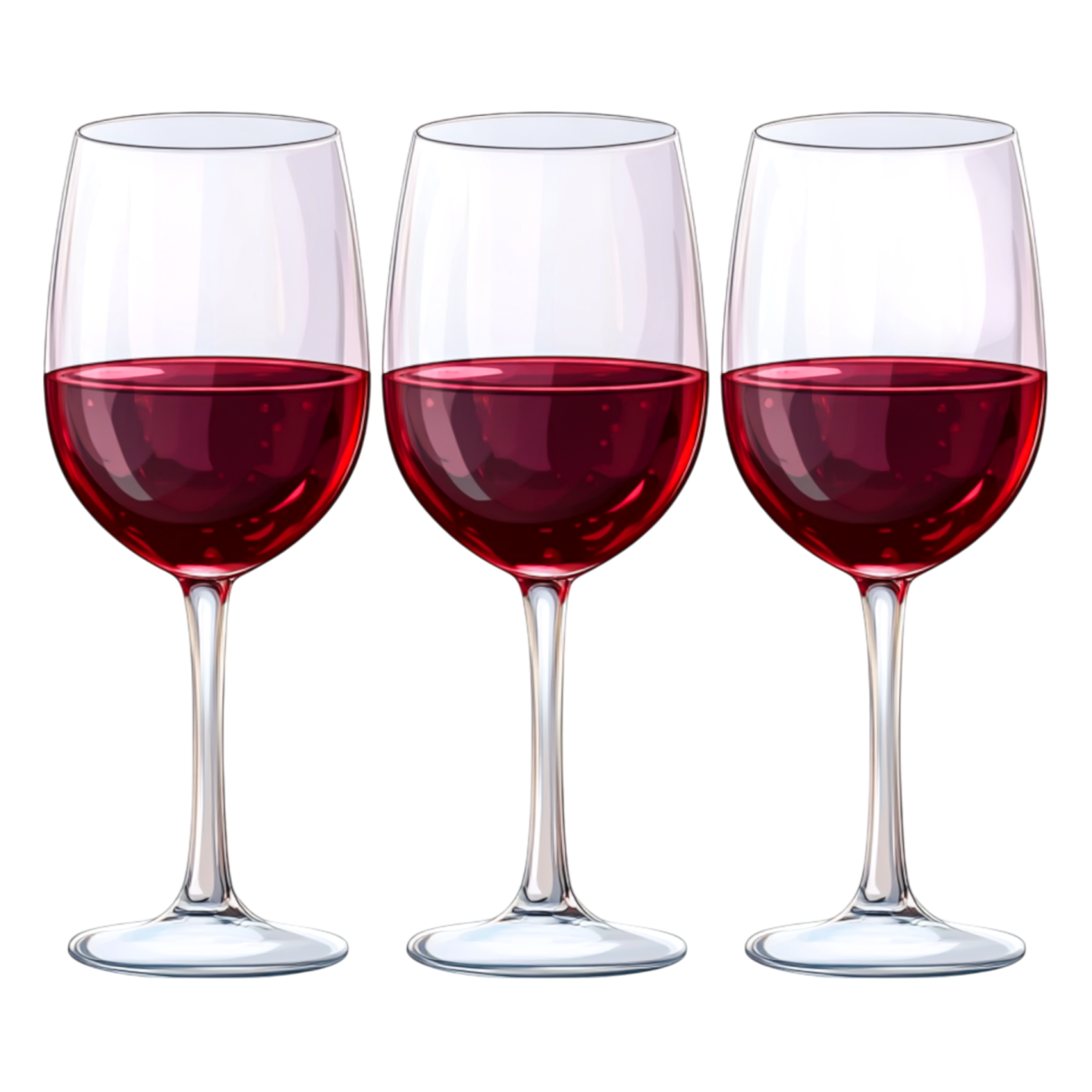 three glasses of red wine