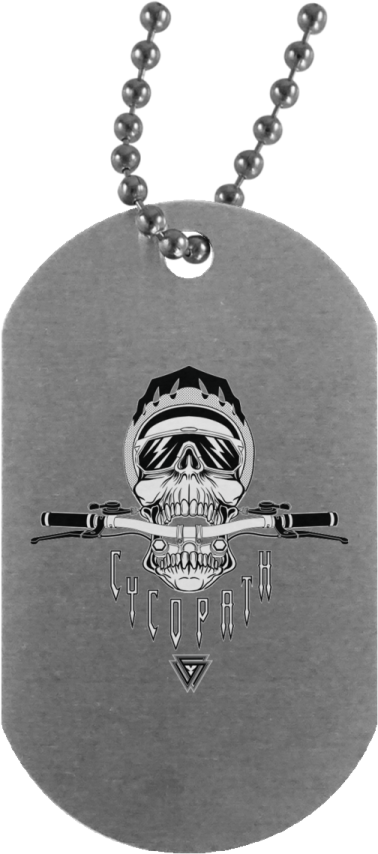 a dog tag with a skull on it