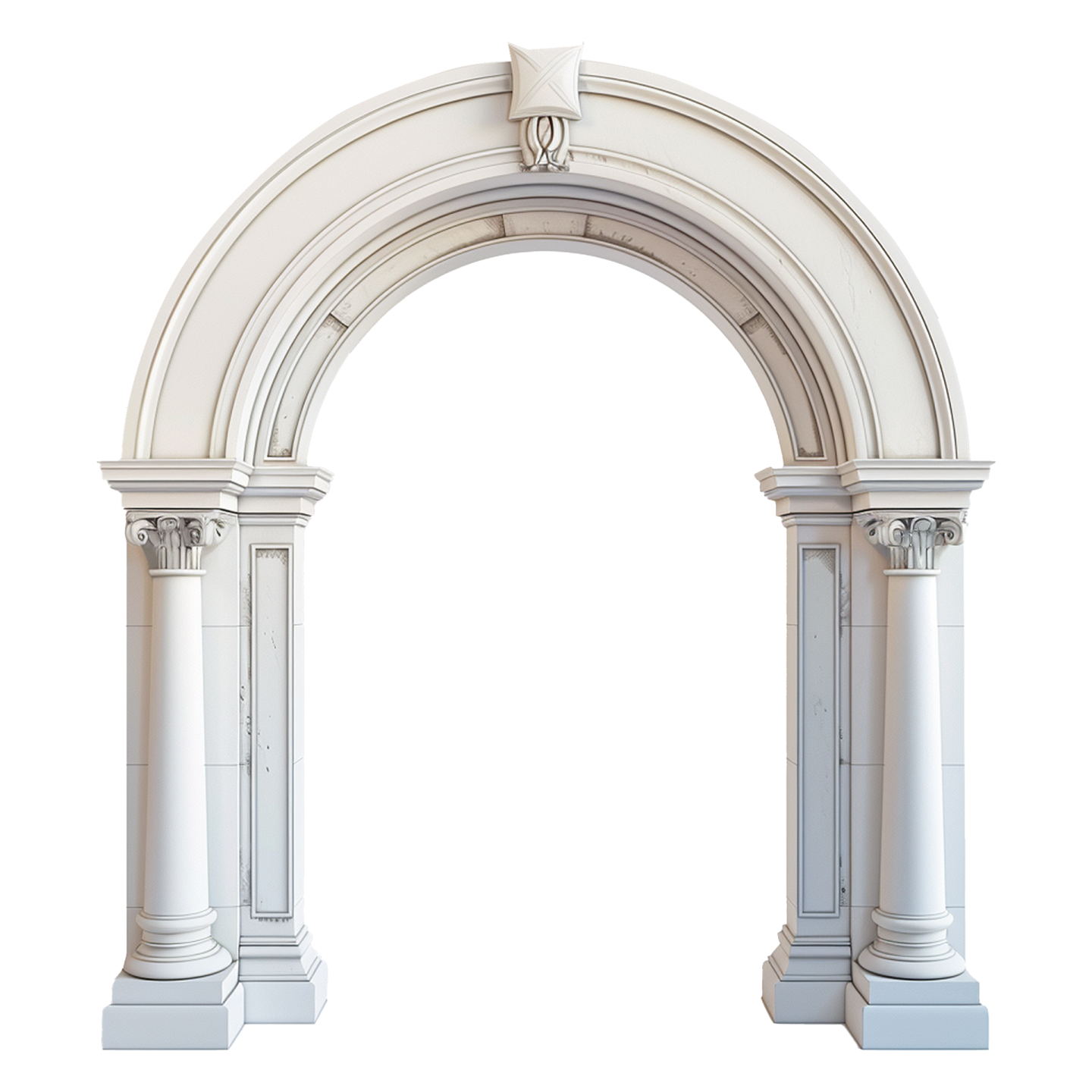 a white arch with columns and pillars
