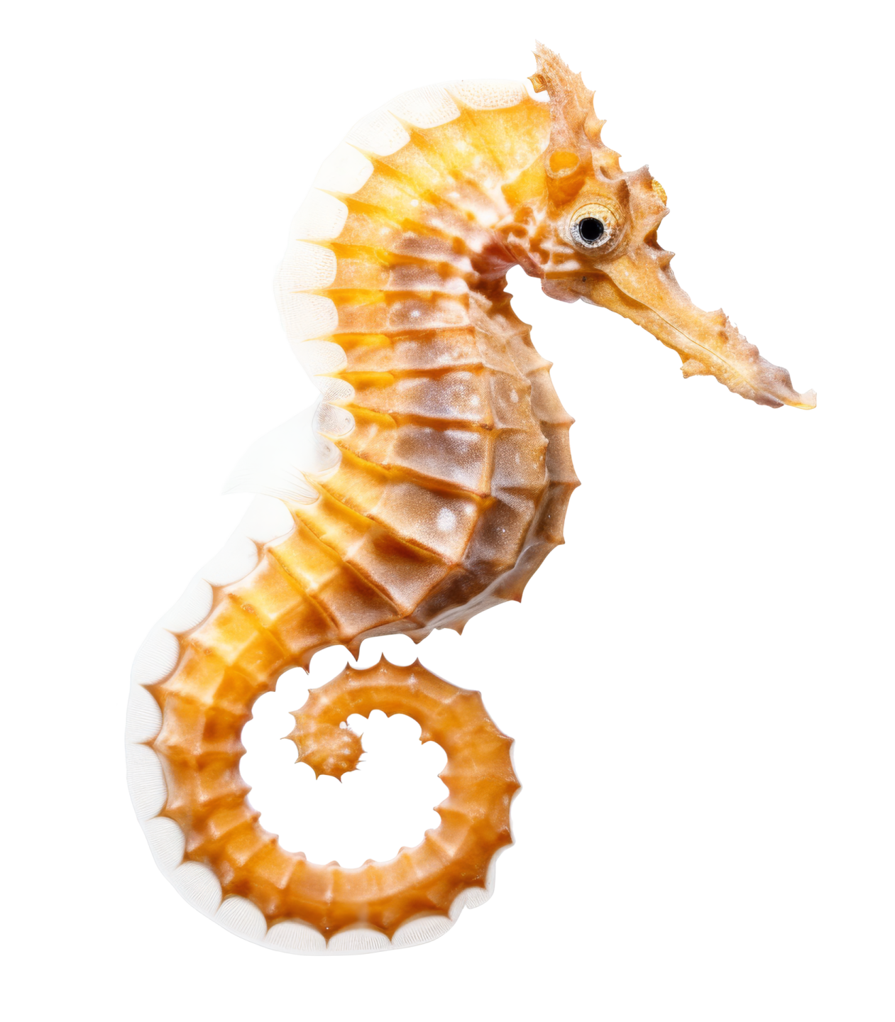 a close up of a seahorse on a white background