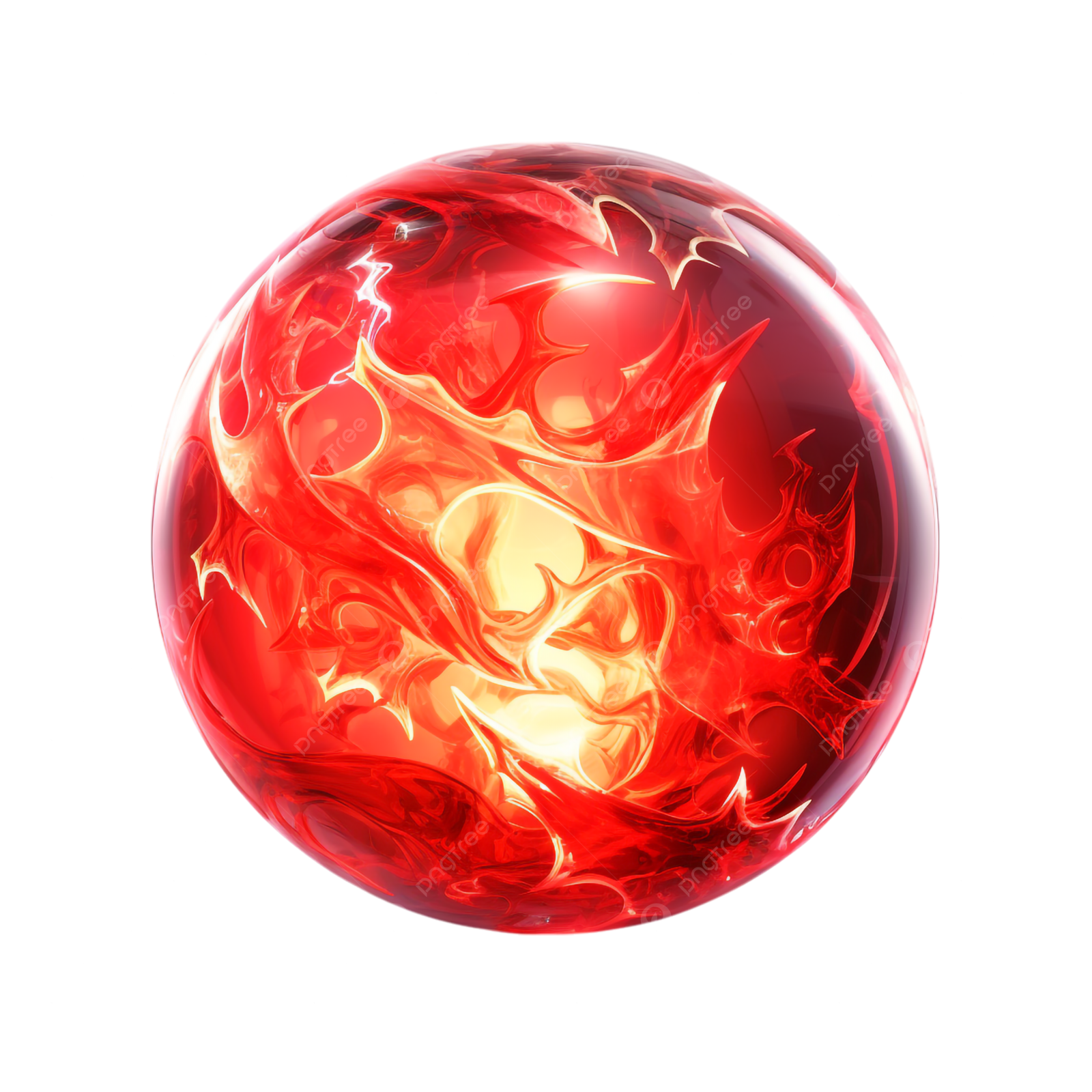 a red ball of fire on a white background