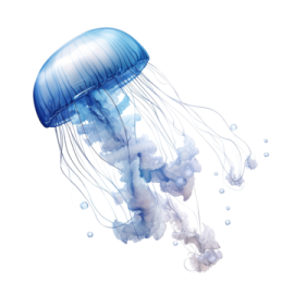 a blue jellyfish floating in the water