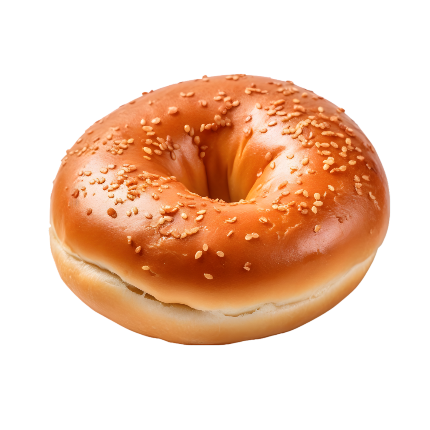 a close up of a bagel on a white background