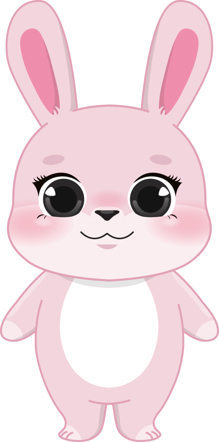 a pink bunny with big eyes and big ears