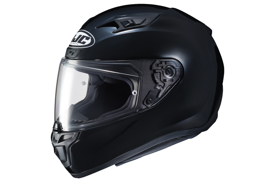a black helmet on a white background