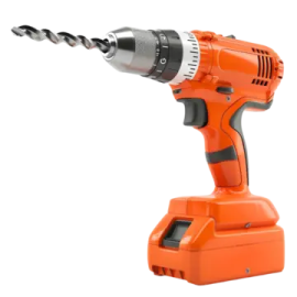 an orange cord driller on a white background