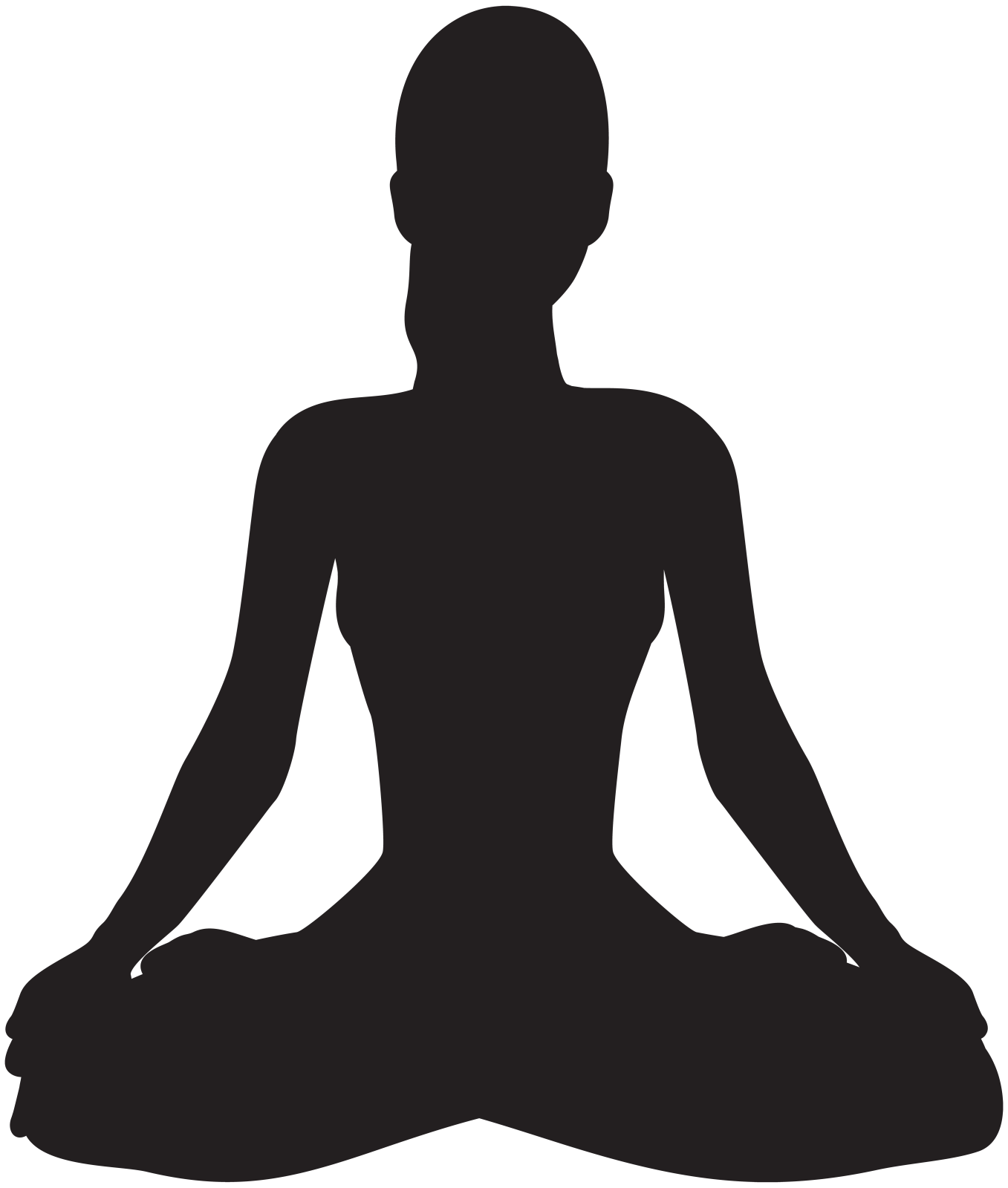 a silhouette of a woman sitting in the lotus position