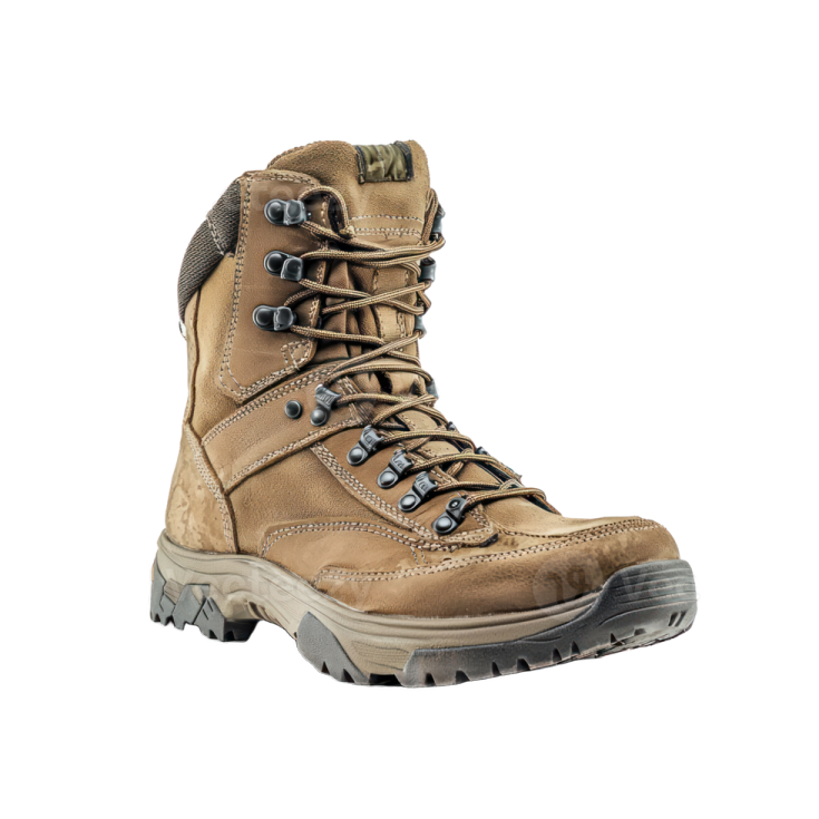 a pair of hiking boots on a white background