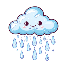 a cartoon cloud with rain on it