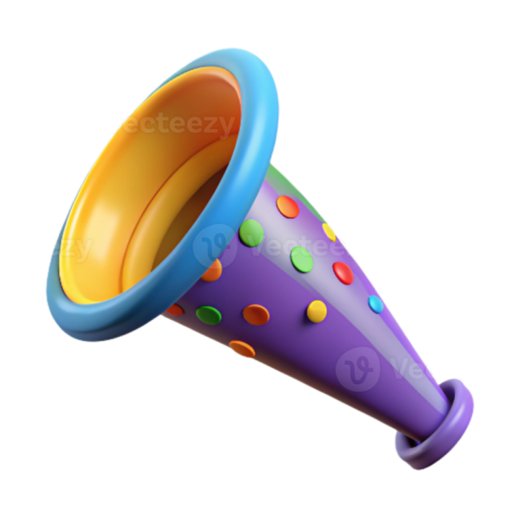 an image of a purple and yellow megaphone