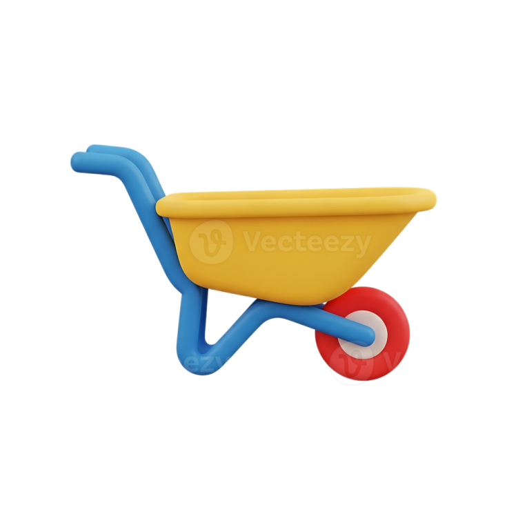 a cartoon character pushing a wheelbar