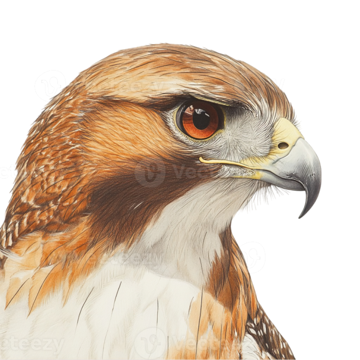 a watercolor painting of a red tailed hawk