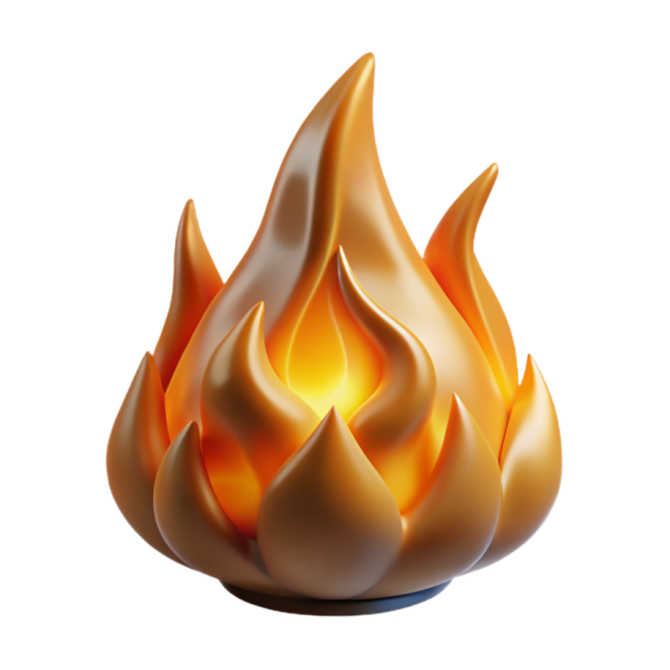 a fire flame on a white background