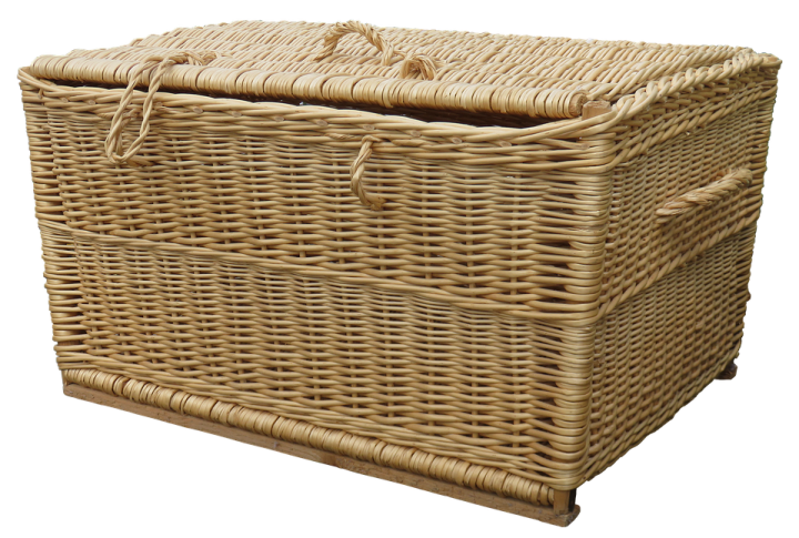 a large wicker basket with handles