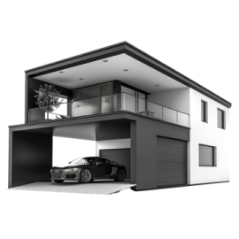 a car parked in front of a house