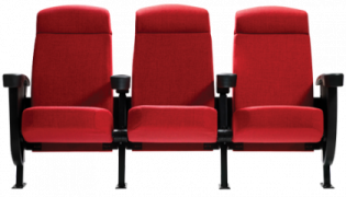 a row of red chairs with black legs