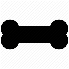 a black and white dog bone icon