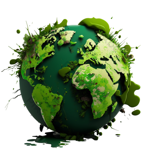 a green earth with paint splashs on it