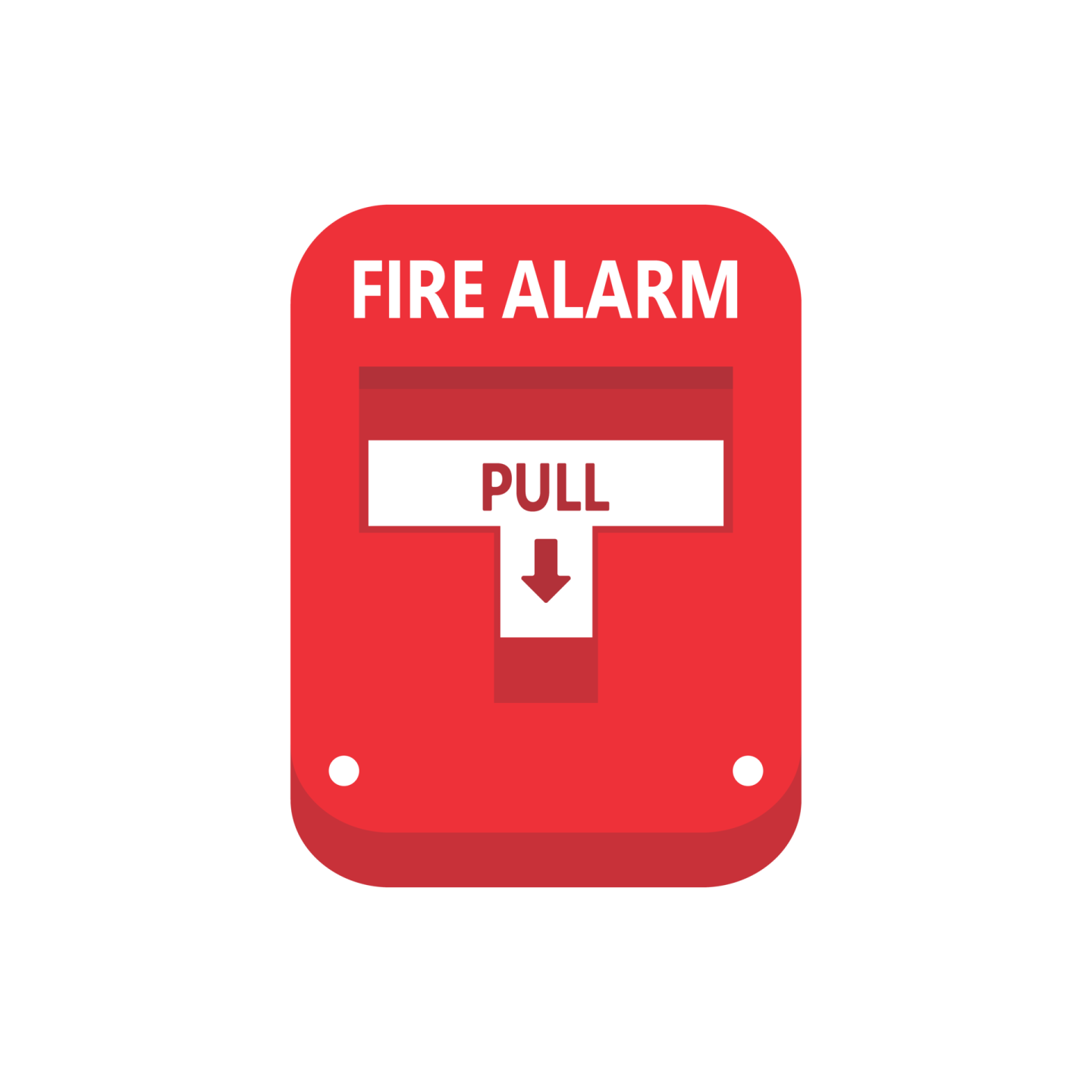 a red fire alarm with an arrow pointing up