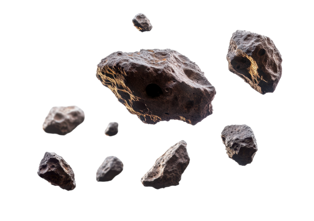 a pile of rocks on a white background