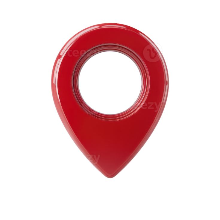 a red location marker on a white background