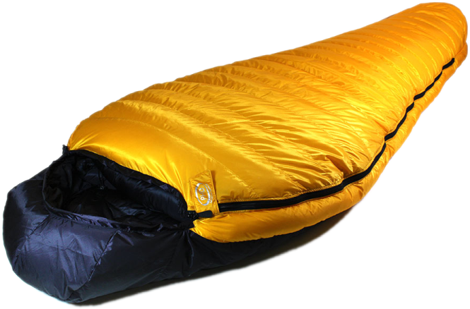 a yellow sleeping bag on a white background