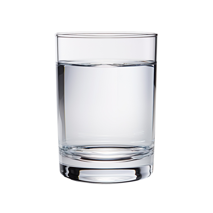a glass of water on a white background