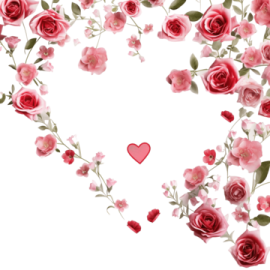 a heart made out of pink roses