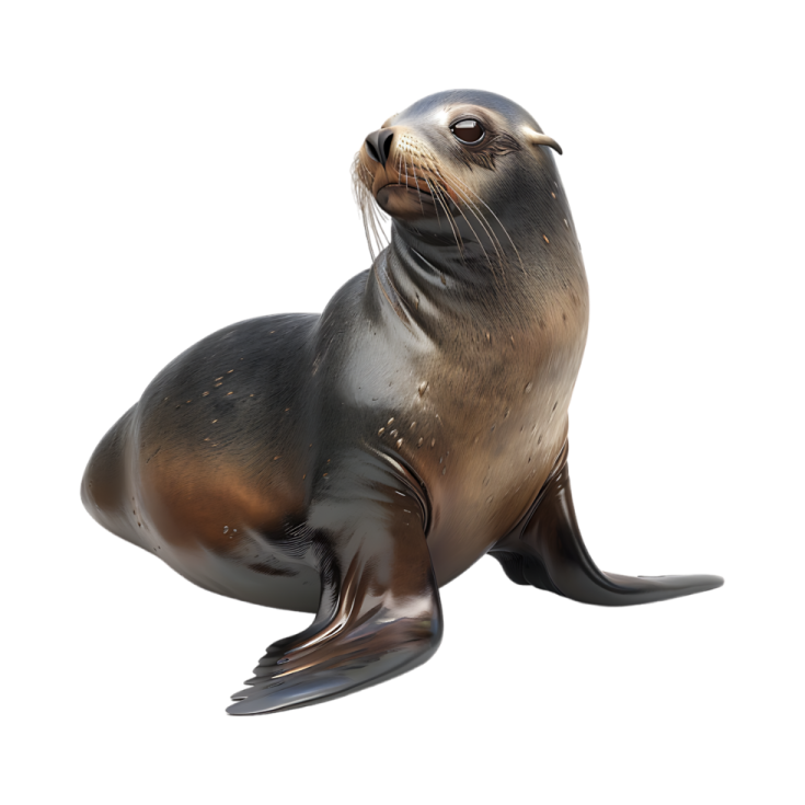 a sea lion statue on a white background
