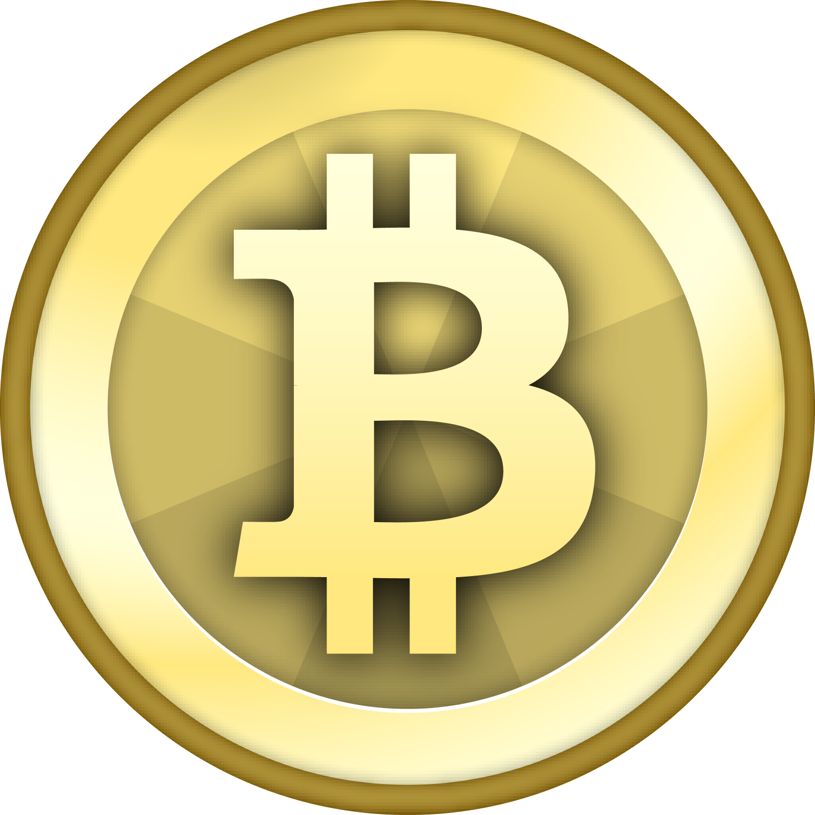 a golden bit coin with a white background