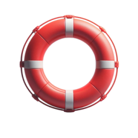 a red life ring on a white background